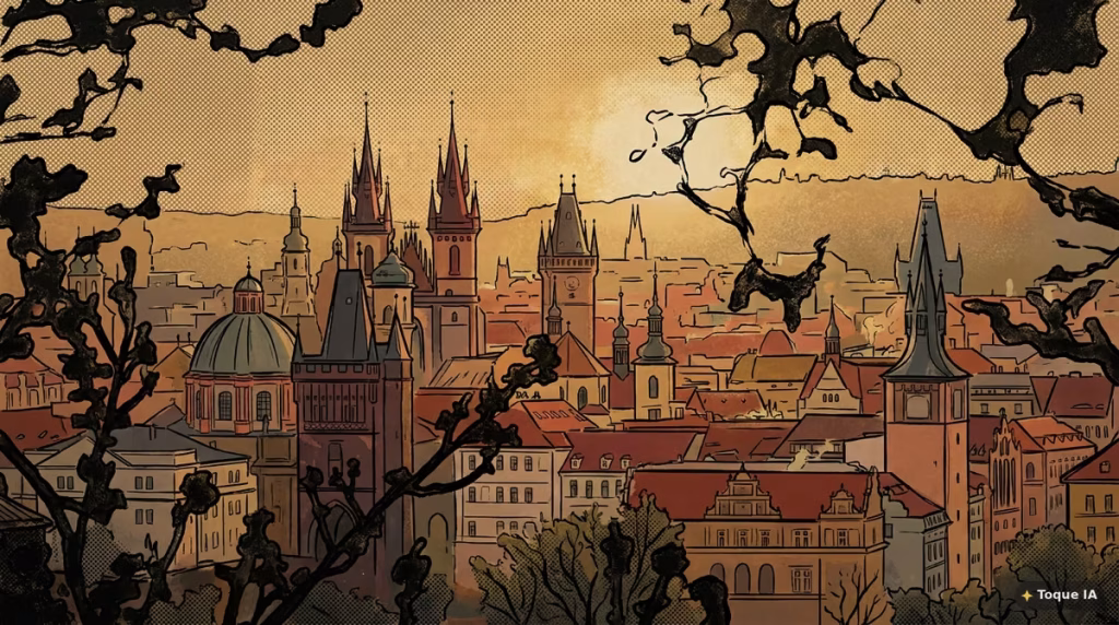 Atardecer en uno de los 3 días en Praga
