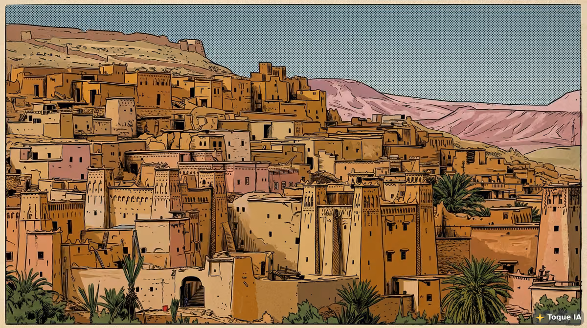Kasbah de Ait Ben Haddou con sus torres de adobe rojizo