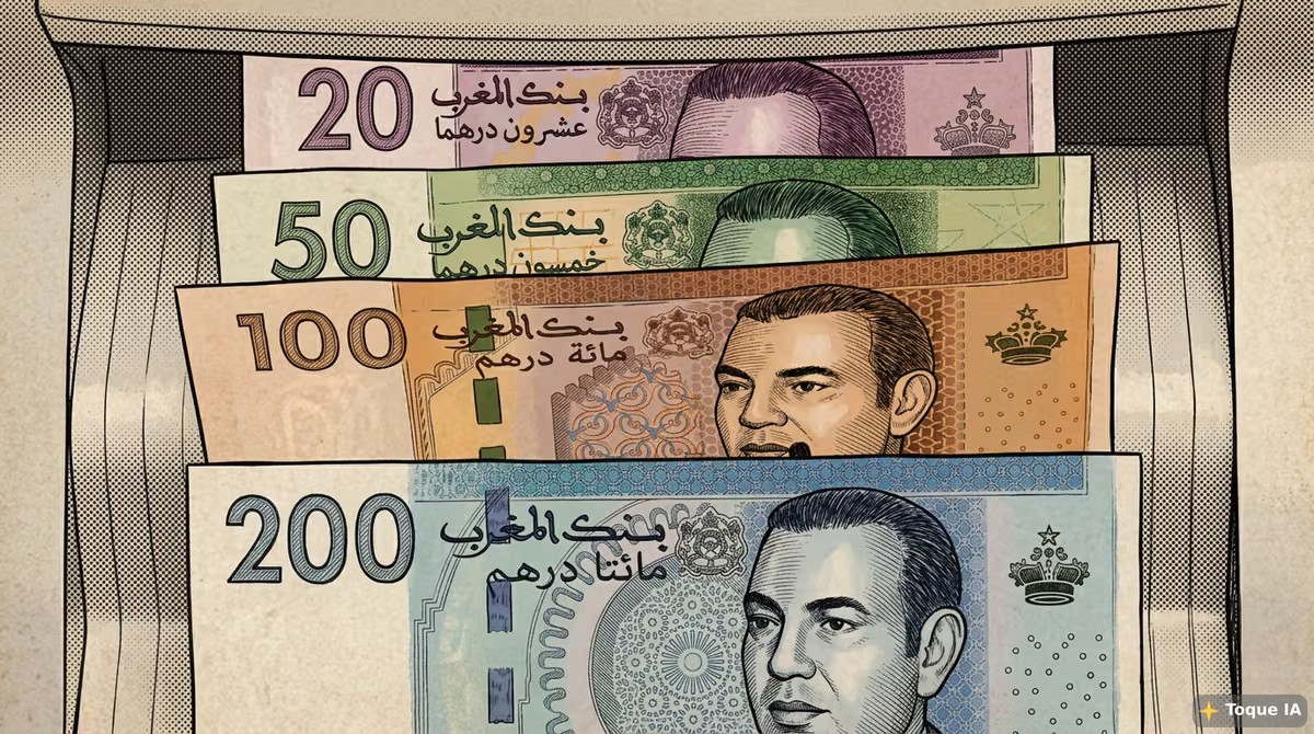 Monedas y billetes de dirhams marroquíes