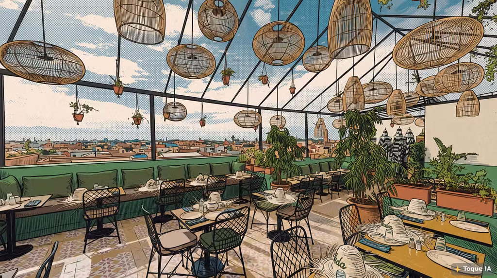 Terraza al norte de la Medina de Marrakech